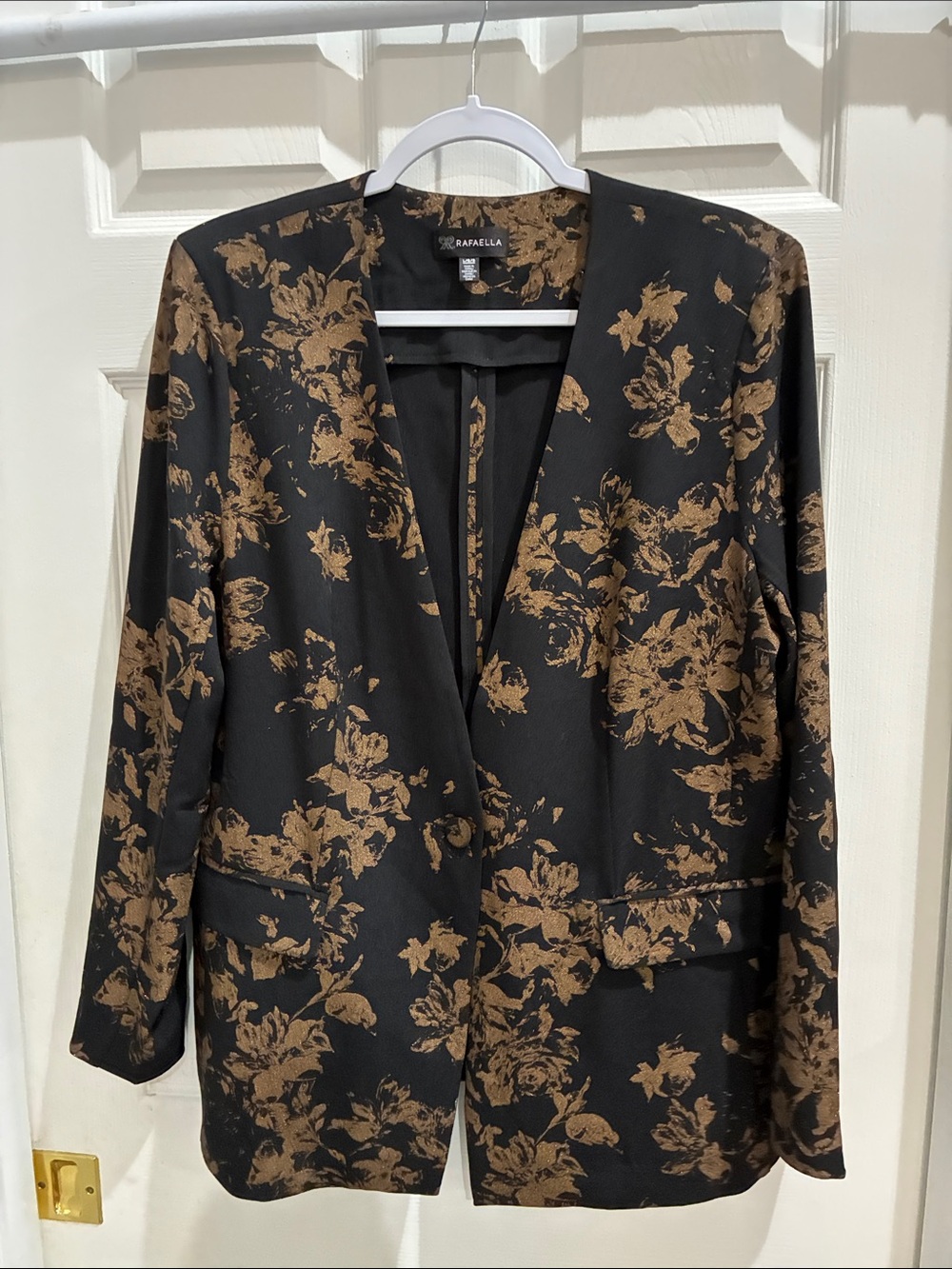 Rafaella Black Blazer with Brown Floral Print